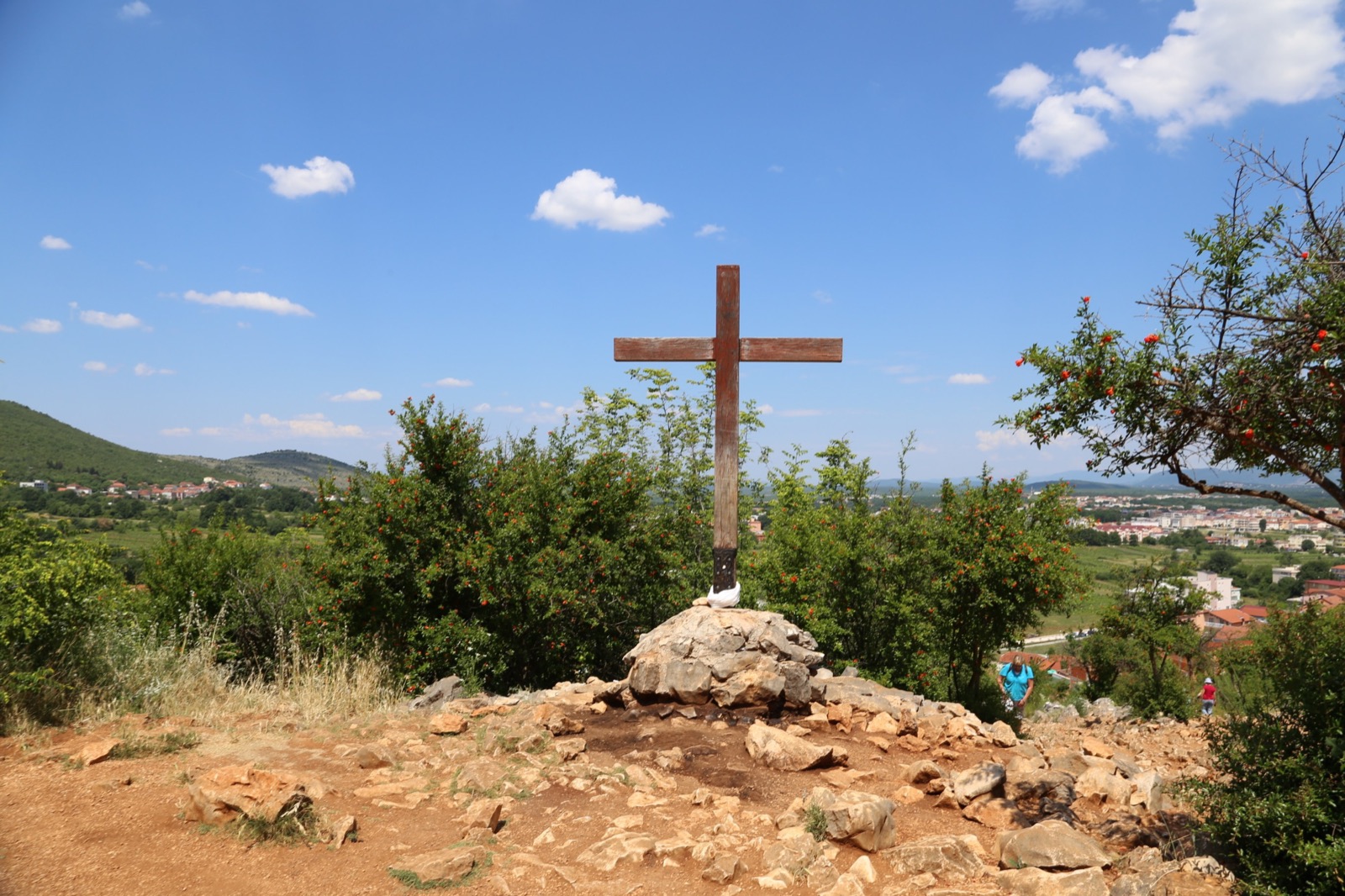 A wooden cross on the hillside above Medjugorje