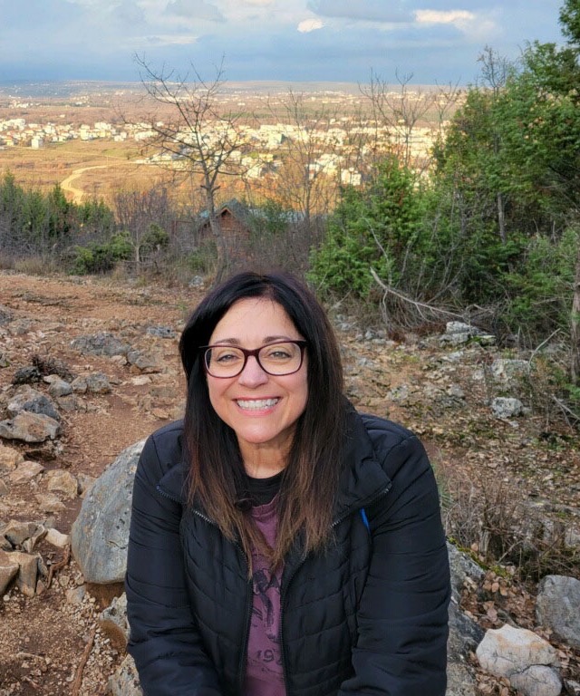 Debbie Womack on the hillside path above Medjugorje
