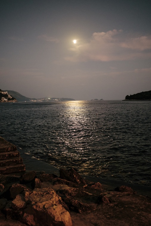 The moon over the sea at Dubrovnik