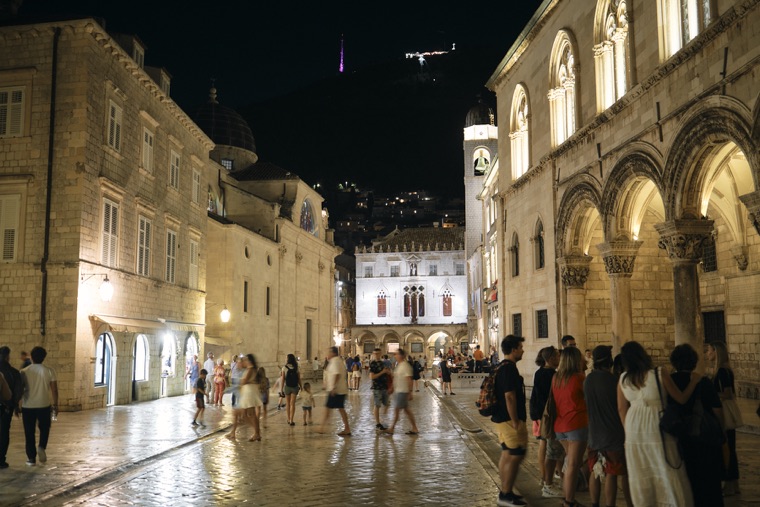 The main street of Dubrovnik's old town at night