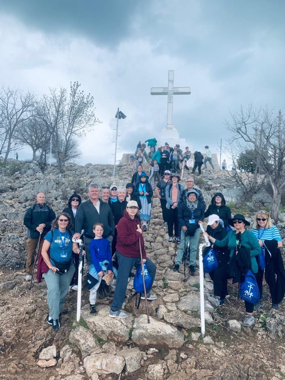 A Triumph group on the path up Cross Mountain, 2023