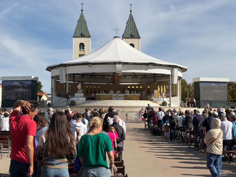 Mass at the outdoor altar behind St James Church