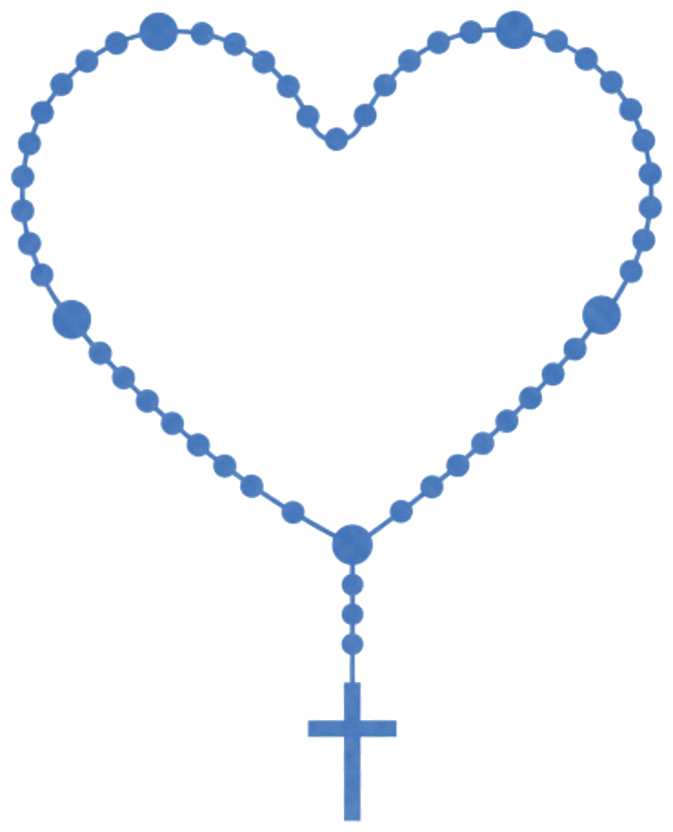 Drawing of a rosary in the shape of a heart