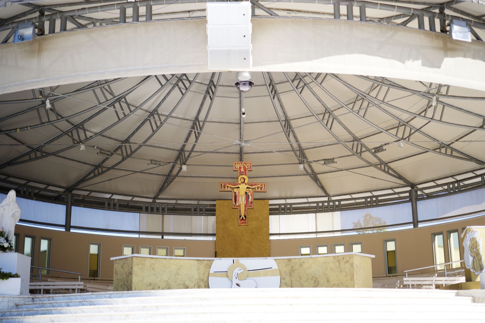 The San Damiano cross over the outdoor altar behind St James Church, Medjugorje
